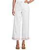 John Mark Woven Wide Leg Embroidered Hem Ankle Pants - Image 1