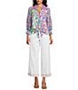 John Mark Woven Wide Leg Embroidered Hem Ankle Pants - Image 3