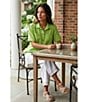 John Mark Woven Wide Leg Embroidered Hem Ankle Pants - Image 5