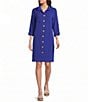 John Mark Woven Wire Collar 3/4 Sleeve Button Front Shirt Dress - Image 1