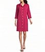 John Mark Woven Wire Collar 3/4 Sleeve Button Front Shirt Dress - Image 1