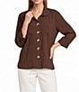 John Mark Woven Wire Collar 3/4 Sleeve Button /Front Shirt - Image 1
