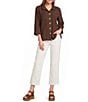 John Mark Woven Wire Collar 3/4 Sleeve Button /Front Shirt - Image 5