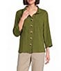 John Mark Woven Wire Collar 3/4 Sleeve Button Front Shirt - Image 1