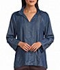 John Mark Woven Wire Collar 3/4 Sleeve Top - Image 1