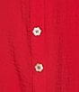 John Mark Woven Wire Collar Sheer 3D 3/4 Rosette Sleeve Button Front Blouse, Color:Scarlet - Image 6