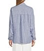 John Mark Woven Yarn-Dye Stripe Point Collar Long Roll-Tab Sleeve Button-Front Shirt - Image 2