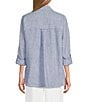 John Mark Woven Yarn-Dye Stripe Point Collar Long Roll-Tab Sleeve Button-Front Shirt - Image 3