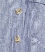 John Mark Woven Yarn-Dye Stripe Point Collar Long Roll-Tab Sleeve Button-Front Shirt - Image 6