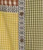John Mark Yarn Dyed Mixed Check Patchwork Embroidered Band Collar Dolman Elbow Sleeve Button Front Shirt - Image 5