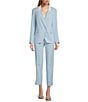 Color:Blue/White - Image 1 - Contrast Piping Double Breasted 2- Piece Jacket & Pant Set