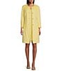 Color:Light Yellow - Image 1 - Lace Coat Collarless 3/4 Sleeve 2-Piece Coat Dress