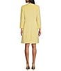 Color:Light Yellow - Image 2 - Lace Coat Collarless 3/4 Sleeve 2-Piece Coat Dress