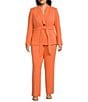 Color:Apricot - Image 1 - Plus Size Crepe Tie Front 2-Piece Jacket & Pant Set