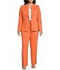 Color:Apricot - Image 3 - Plus Size Crepe Tie Front 2-Piece Jacket & Pant Set