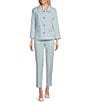 Color:Light Blue/White - Image 1 - Point Collar Long Sleeve 2-Piece Jacket Pant Suit