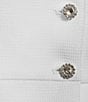 Color:White - Image 3 - Solid Crepe Crew Neckline Long Sleeve Peplum Hem Blazer Jacket and Skirt Set