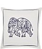 Color:Indigo - Image 1 - Ajay Elephant Embroidered Square Pillow