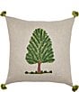 Color:Sage - Image 1 - Fir Tree Embroidered Square Pillow