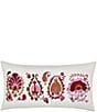 Color:Berry - Image 1 - Yash Berry Embroidered Cotton & Linen Bolster