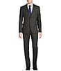 Color:Charcoal - Image 1 - Slim Fit Flat Front Check Pattern 2-Piece Suit