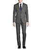 Color:Charcoal - Image 1 - Slim Fit Flat Front Plaid Pattern 2-Piece Suit