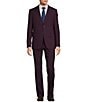 Color:Red - Image 1 - Slim Fit Flat Front Solid Pattern 2-Piece Suit