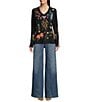 JOHNNY WAS Adela Embroidered V-Neck Long Sleeve Tee, Color:Black - Image 3