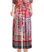 JOHNNY WAS Arya Tami Patchwork Floral Scarf Print Silk Wide-Leg Pants - Image 1