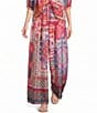 JOHNNY WAS Arya Tami Patchwork Floral Scarf Print Silk Wide-Leg Pants - Image 1