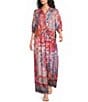 JOHNNY WAS Arya Tami Patchwork Floral Scarf Print Silk Wide-Leg Pants - Image 3