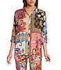 JOHNNY WAS Audrey Coordinating Magnolia Patchwork Print Classic Collar Long Sleeve Shirt - Image 2