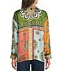 JOHNNY WAS Audrey Patch Print Point Collar Long Sleeve Hidden Placket Button-Front Shirt - Image 2