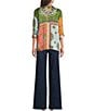 JOHNNY WAS Audrey Patch Print Point Collar Long Sleeve Hidden Placket Button-Front Shirt - Image 6