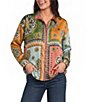 JOHNNY WAS Audrey Patch Print Point Collar Long Sleeve Hidden Placket Button-Front Shirt - Image 1