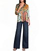 JOHNNY WAS Audrey Patch Print Point Collar Long Sleeve Hidden Placket Button-Front Shirt - Image 5