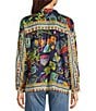 JOHNNY WAS Audrey Silk Farout Boho Floral Scarf Print V-Neck Long Roll Tab Sleeve Button Front Shirt, Color:Farout Scarf - Image 2