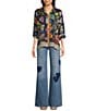 JOHNNY WAS Audrey Silk Farout Boho Floral Scarf Print V-Neck Long Roll Tab Sleeve Button Front Shirt, Color:Farout Scarf - Image 3