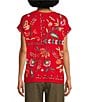 Color:Racer Red - Image 2 - Averi Knit Crew Neck Short Sleeve Embroidered Relaxed Tee Shirt