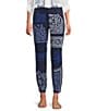JOHNNY WAS Bandana Pattern Embroidered Jogger Crop Pants, Color:Blue Night - Image 1