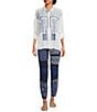 JOHNNY WAS Bandana Pattern Embroidered Jogger Crop Pants, Color:Blue Night - Image 5