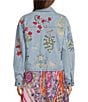 JOHNNY WAS Beatrix Denim Floral Embroidered Point Collar Long Sleeve Jacket - Image 2