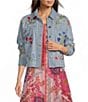 JOHNNY WAS Beatrix Denim Floral Embroidered Point Collar Long Sleeve Jacket - Image 3