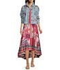 JOHNNY WAS Beatrix Denim Floral Embroidered Point Collar Long Sleeve Jacket - Image 4