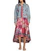 JOHNNY WAS Beatrix Denim Floral Embroidered Point Collar Long Sleeve Jacket - Image 5