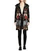 JOHNNY WAS Biya Floral Embroidered Textured Knit Shawl Collar Long Sleeve Open-Front Long Cardigan, Color:Black - Image 3
