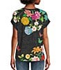 Color:Multi - Image 2 - Blooming Breeze Floral Print Crew Neck Short Sleeve Relaxed Tee Shirt