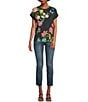 Color:Multi - Image 3 - Blooming Breeze Floral Print Crew Neck Short Sleeve Relaxed Tee Shirt