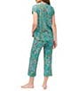 JOHNNY WAS Bobbie Butterfly Jersey Knit Cap Sleeve Scoop Neck Cropped Pajama Set - Image 2