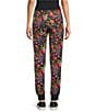 Color:Multi - Image 2 - Cantero Floral Print Knit Contrast Stripe Trim Pocketed Relaxed Tapered-Leg Jogger